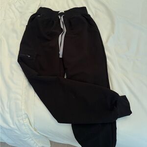 Figs Black Joggers with Light Gray Drawstring